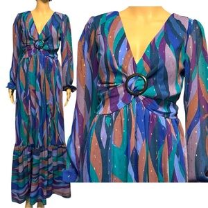 Beautiful Jewel Tone Deep Plunge Jewel Tone Maxi Gown